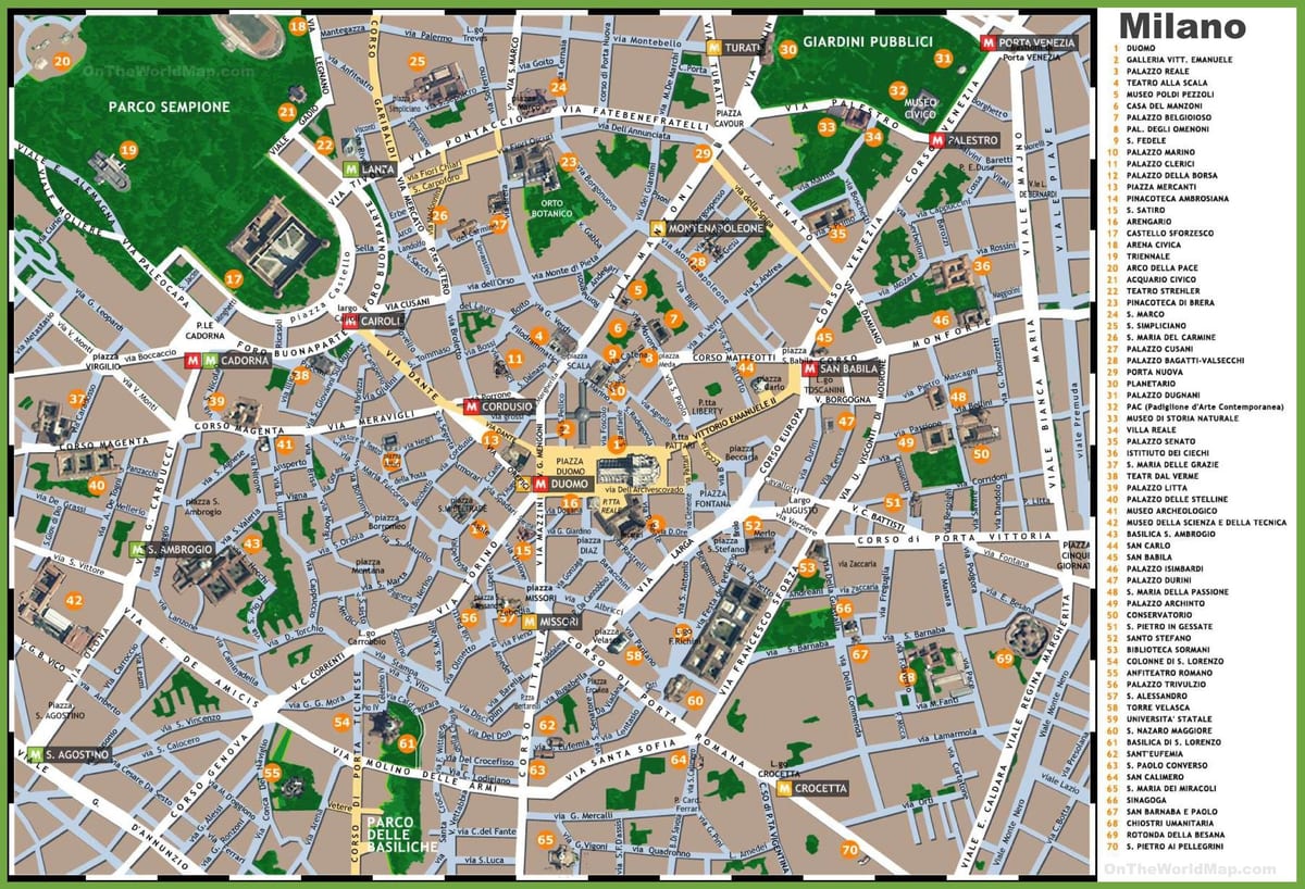 карта на милано во италија туристички атракции
