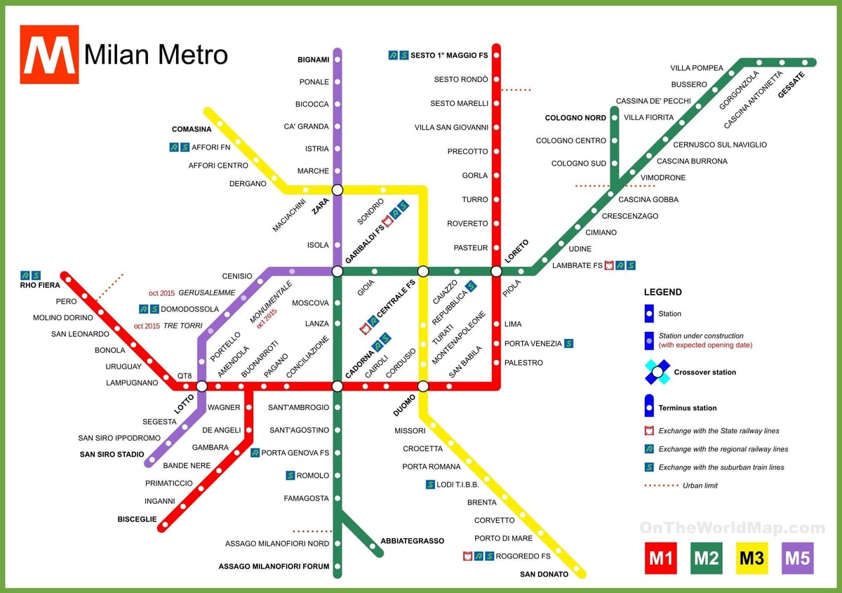 метро milano мапа
