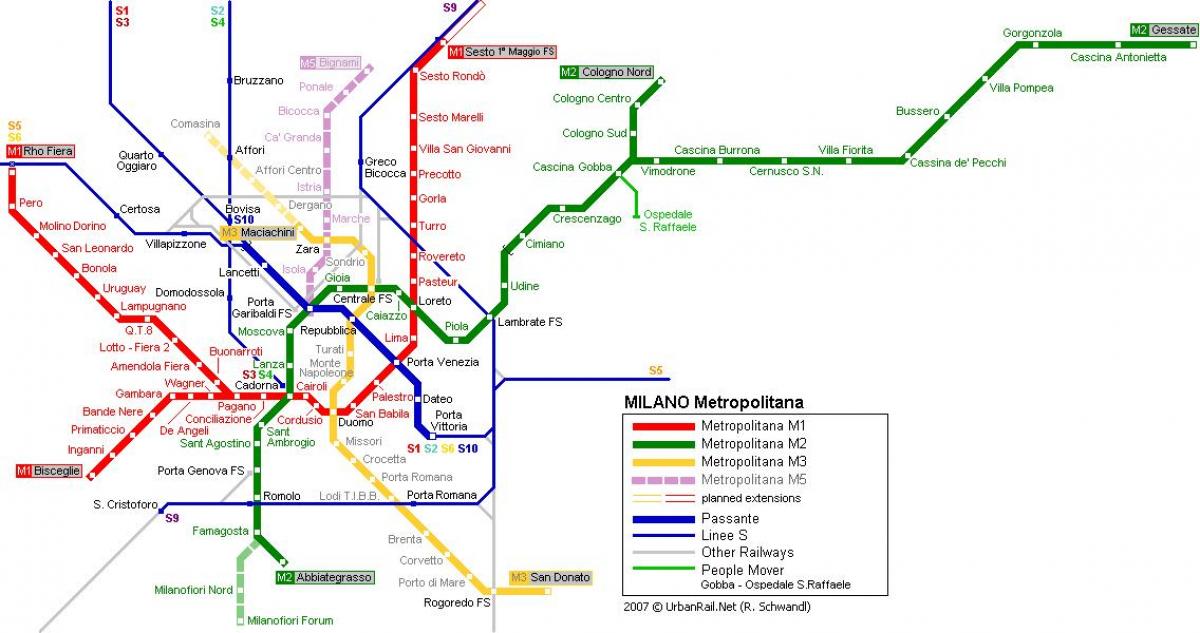 милан метро мапата 2016 година