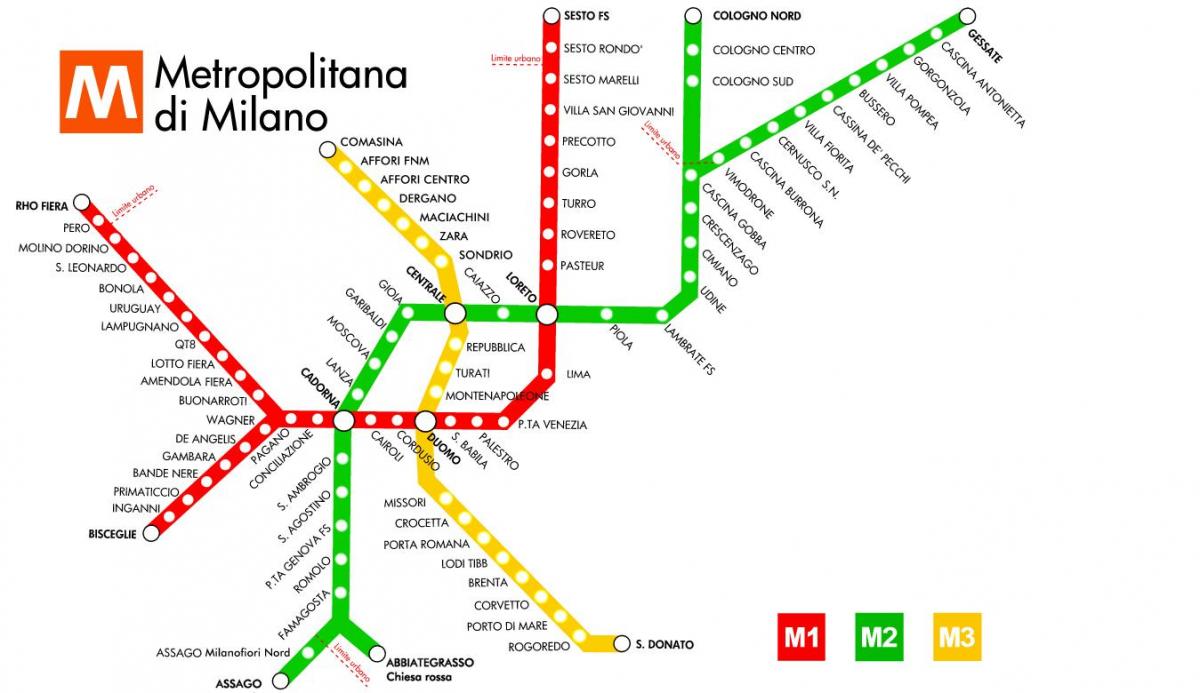 метрото мапата milano