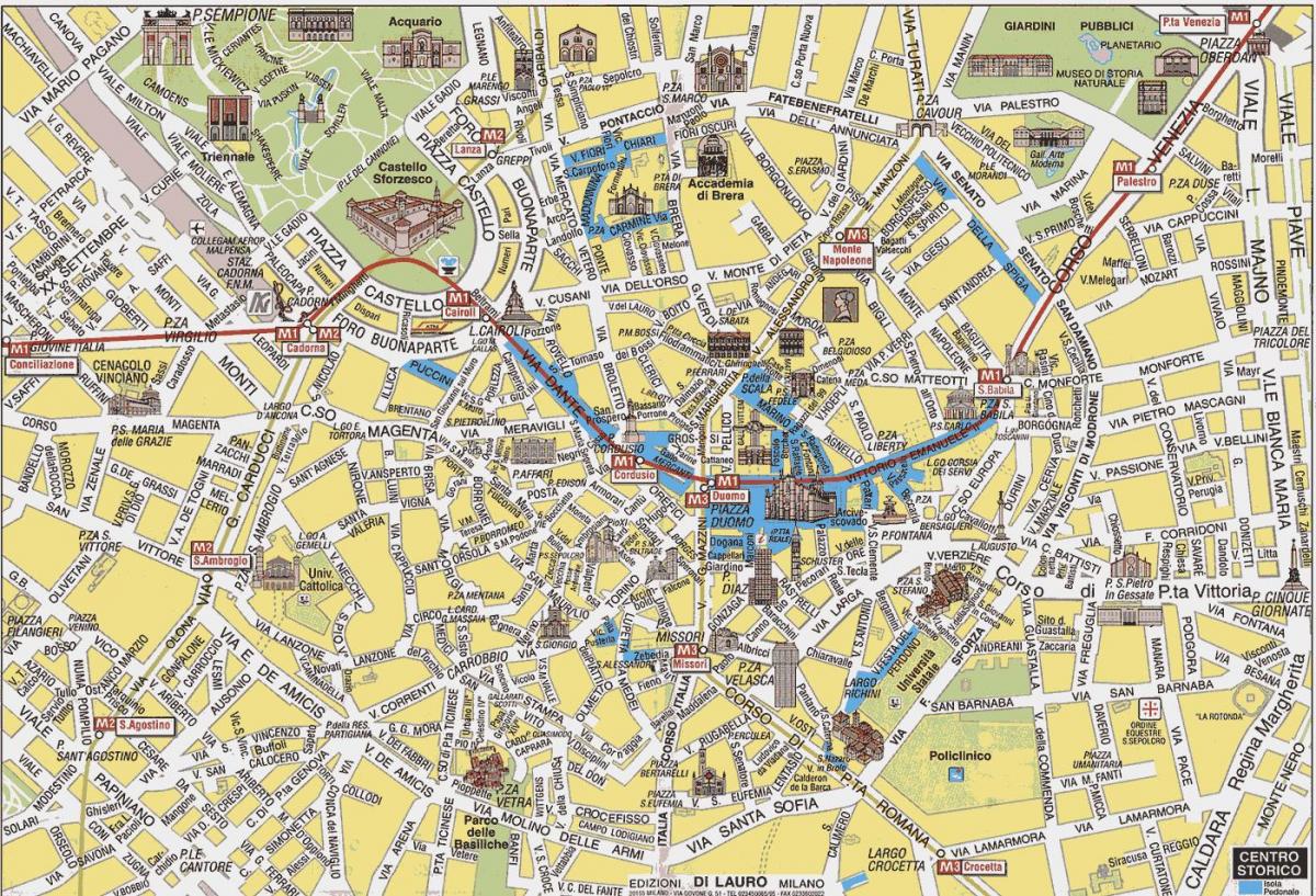 милан мапа на градот со атракции