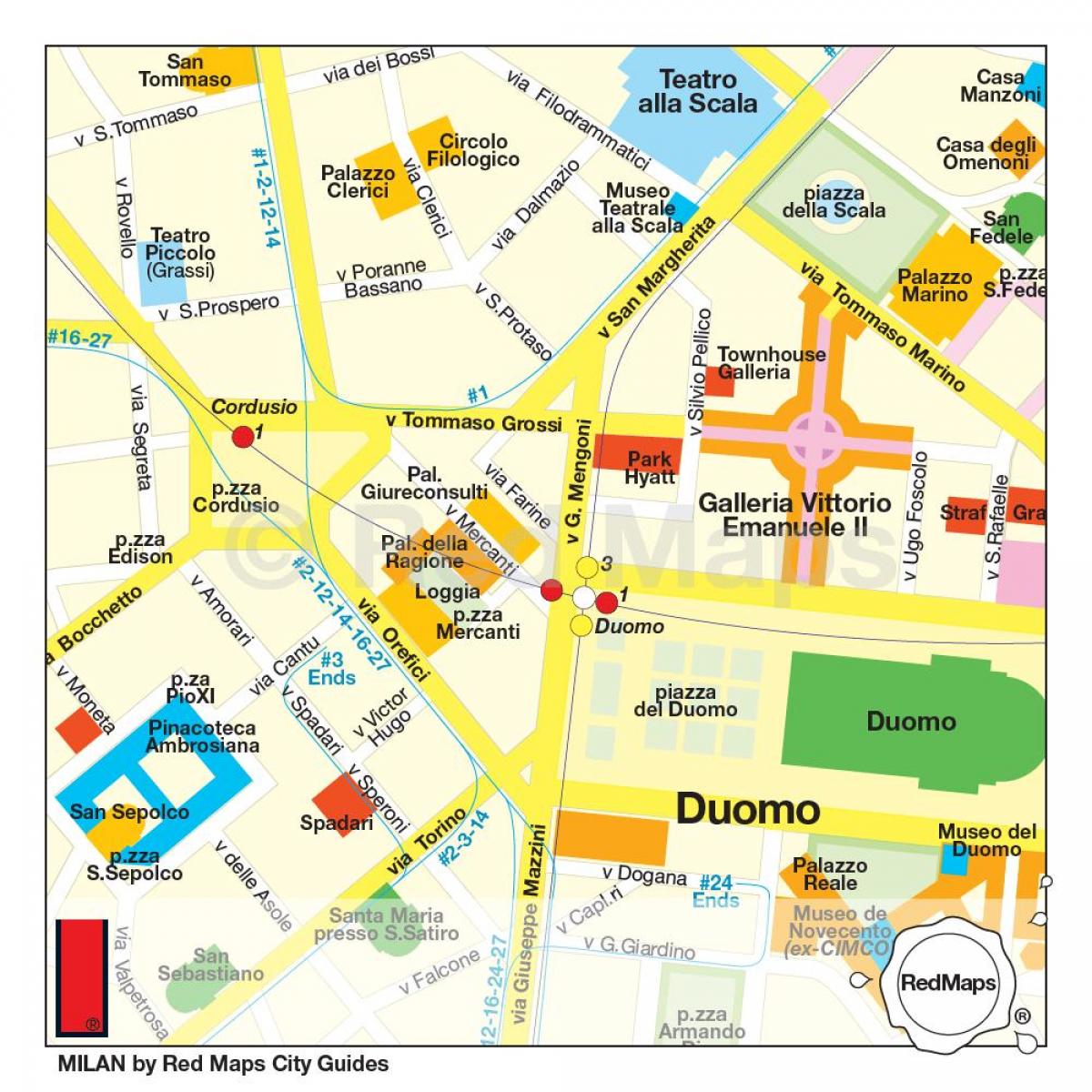 карта на милан шопинг улица