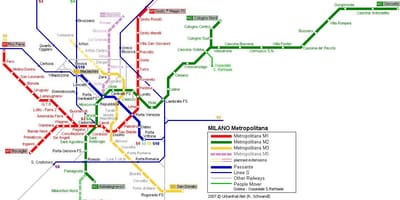 Милан метро мапата 2016 година