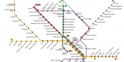 Милан приградски железнички мапа