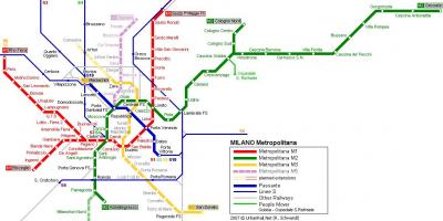 Милан метро мапата 2016 година